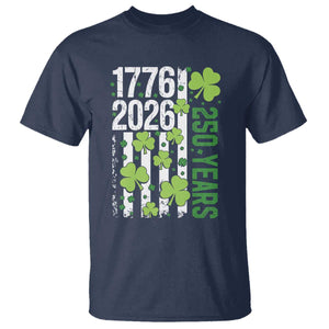 Irish American 250 Years 1776 2026 Patriotic Shamrock T Shirt St Patricks Day Ameria 250th Anniversary TS02 Navy Print Your Wear
