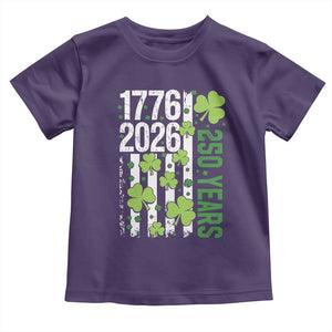 Irish American 250 Years 1776 2026 Patriotic Shamrock Toddler T Shirt St Patricks Day Ameria 250th Anniversary TS02 Purple Print Your Wear