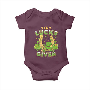 Funny St Patricks Day Baby Onesie Zero Lucks Given Irish Shamrock TS02 Maroon Print Your Wear