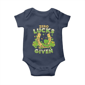 Funny St Patricks Day Baby Onesie Zero Lucks Given Irish Shamrock TS02 Navy Print Your Wear