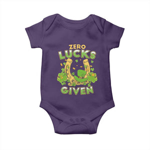 Funny St Patricks Day Baby Onesie Zero Lucks Given Irish Shamrock TS02 Purple Print Your Wear