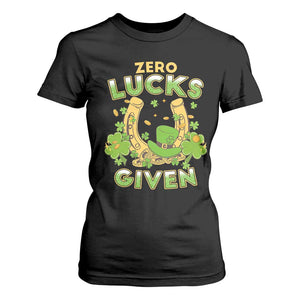 Funny St Patricks Day T Shirt For Women Zero Lucks Given Irish Shamrock TS02 Black Print Your Wear