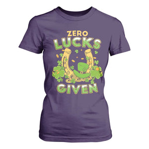 Funny St Patricks Day T Shirt For Women Zero Lucks Given Irish Shamrock TS02 Purple Print Your Wear