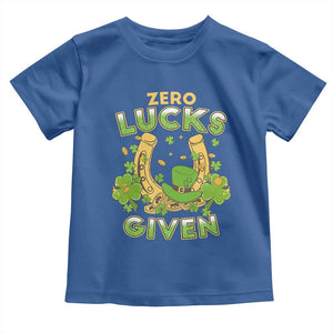 Funny St Patricks Day Toddler T Shirt Zero Lucks Given Irish Shamrock TS02 Royal Blue Print Your Wear
