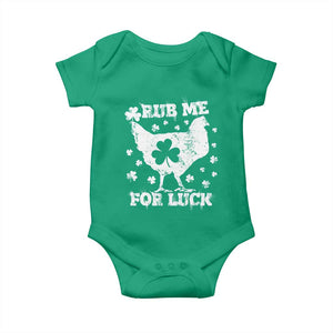 Funny St Patricks Day Baby Onesie Rub Me For Luck Shamrock Irish Cock Chicken TS02 Irish Green Print Your Wear