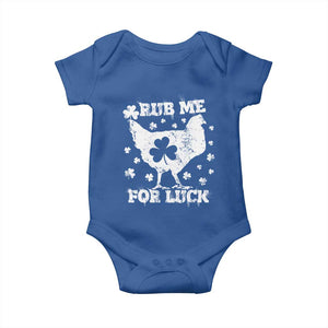 Funny St Patricks Day Baby Onesie Rub Me For Luck Shamrock Irish Cock Chicken TS02 Royal Blue Print Your Wear