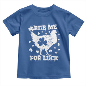 Funny St Patricks Day Toddler T Shirt Rub Me For Luck Shamrock Irish Cock Chicken TS02 Royal Blue Print Your Wear