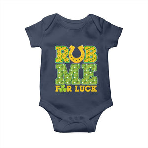 Funny St Patricks Day Baby Onesie Rub Me For Luck Shamrock Adult Humor TS02 Navy Print Your Wear
