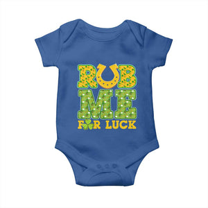 Funny St Patricks Day Baby Onesie Rub Me For Luck Shamrock Adult Humor TS02 Royal Blue Print Your Wear