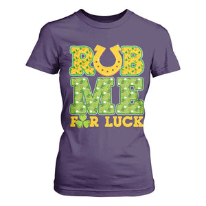 Funny St Patricks Day T Shirt For Women Rub Me For Luck Shamrock Adult Humor TS02 Purple Print Your Wear