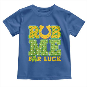 Funny St Patricks Day Toddler T Shirt Rub Me For Luck Shamrock Adult Humor TS02 Royal Blue Print Your Wear