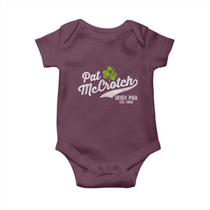 Funny St Patricks Day Baby Onesie Pat McCrotch Irish Adult Humor White TS02 Maroon Print Your Wear