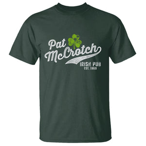 Funny St. Patricks Day T Shirt Pat McCrotch Irish Adult Humor White TS02 Dark Forest Green Printyourwear