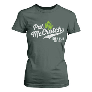 Funny St Patricks Day T Shirt For Women Pat McCrotch Irish Adult Humor White TS02 Dark Forest Green Print Your Wear