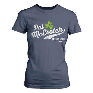 Funny St Patricks Day T Shirt For Women Pat McCrotch Irish Adult Humor White TS02 Navy Print Your Wear