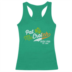 Funny St Patricks Day Racerback Tank Top Pat McCrotch Irish Adult Humor TS02 Irish Green Print Your Wear