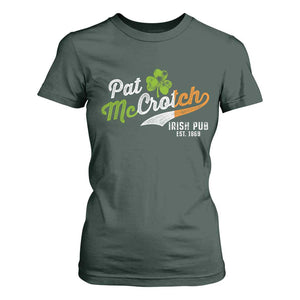 Funny St Patricks Day T Shirt For Women Pat McCrotch Irish Adult Humor TS02 Dark Forest Green Print Your Wear