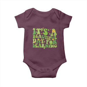 Funny St Patricks Day Baby Onesie It's Beautiful Day For Learning Students TS02 Maroon Print Your Wear