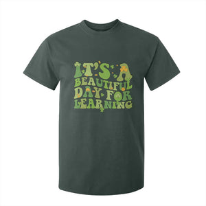 Funny St Patricks Day T Shirt For Kid It's Beautiful Day For Learning Students TS02 Dark Forest Green Print Your Wear