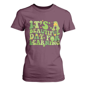 Funny St Patricks Day T Shirt For Women It's Beautiful Day For Learning Students TS02 Maroon Print Your Wear