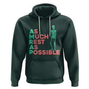 Workout Skeleton Hoodie As Much Rest As Possible AMRAP Lazy Skeleton Funny Gym Quotes TS02 Dark Forest Green Printyourwear