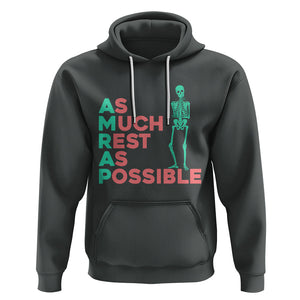 Workout Skeleton Hoodie As Much Rest As Possible AMRAP Lazy Skeleton Funny Gym Quotes TS02 Dark Heather Printyourwear