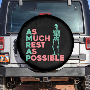 Workout Skeleton Spare Tire Cover As Much Rest As Possible AMRAP Lazy Skeleton Funny Gym Quotes TS02 No hole Black Print Your Wear