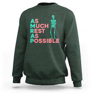 Workout Skeleton Sweatshirt As Much Rest As Possible AMRAP Lazy Skeleton Funny Gym Quotes TS02 Dark Forest Green Printyourwear