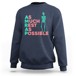 Workout Skeleton Sweatshirt As Much Rest As Possible AMRAP Lazy Skeleton Funny Gym Quotes TS02 Navy Printyourwear