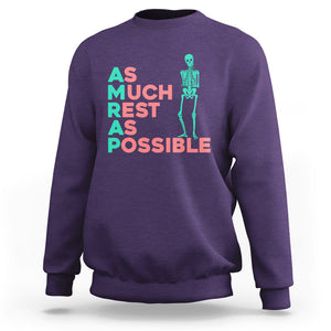 Workout Skeleton Sweatshirt As Much Rest As Possible AMRAP Lazy Skeleton Funny Gym Quotes TS02 Purple Printyourwear