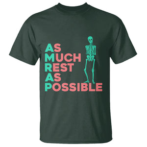 Workout Skeleton T Shirt As Much Rest As Possible AMRAP Lazy Skeleton Funny Gym Quotes TS02 Dark Forest Green Printyourwear