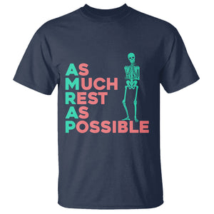 Workout Skeleton T Shirt As Much Rest As Possible AMRAP Lazy Skeleton Funny Gym Quotes TS02 Navy Printyourwear
