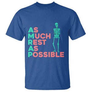 Workout Skeleton T Shirt As Much Rest As Possible AMRAP Lazy Skeleton Funny Gym Quotes TS02 Royal Blue Printyourwear