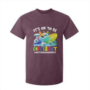 Whale Autism Awareness T Shirt For Kid It's Ok To Be Different Support Squad Mental Health TS02 Maroon Printyourwear