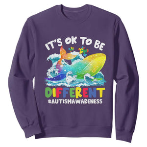 Whale Autism Awareness Sweatshirt It's Ok To Be Different Support Squad Mental Health TS02 Purple Printyourwear
