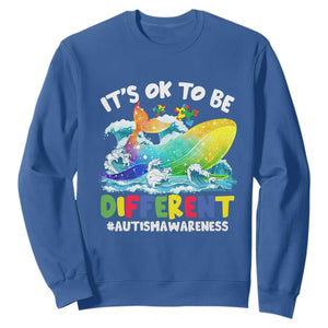 Whale Autism Awareness Sweatshirt It's Ok To Be Different Support Squad Mental Health TS02 Royal Blue Printyourwear