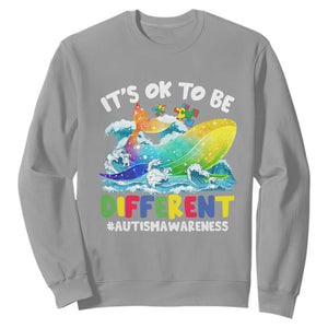Whale Autism Awareness Sweatshirt It's Ok To Be Different Support Squad Mental Health TS02 Sport Gray Printyourwear