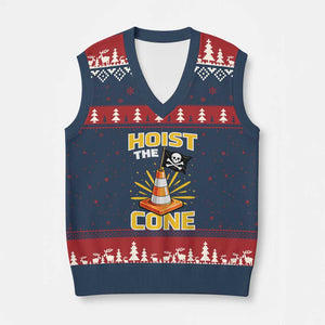 Hoist The Cone Jolly Roger Victory V-Neck Knit Sweater Vest Pirate Skull Baseball Sports Fan IYKYK Meme TS02 Navy Red Print Your Wear