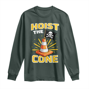 Hoist The Cone Jolly Roger Victory Long Sleeve Shirt Pirate Skull Baseball Sports Fan IYKYK Meme TS02 Dark Forest Green Print Your Wear