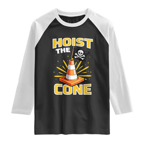 Hoist The Cone Jolly Roger Victory Raglan Shirt Pirate Skull Baseball Sports Fan IYKYK Meme TS02 Black White Print Your Wear