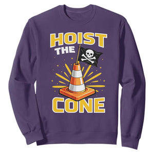 Hoist The Cone Jolly Roger Victory Sweatshirt Pirate Skull Baseball Sports Fan IYKYK Meme TS02 Purple Print Your Wear
