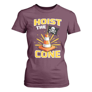 Hoist The Cone Jolly Roger Victory T Shirt For Women Pirate Skull Baseball Sports Fan IYKYK Meme TS02 Maroon Print Your Wear