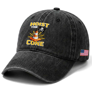 Hoist The Cone Jolly Roger Victory Washed Cotton Baseball Cap Pirate Skull Baseball Sports Fan IYKYK Meme TS02 Print Your Wear