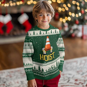 Funny Hoist The Cone Trophy Ugly Christmas Sweater IYKYK Meme Sports Fan Victory Celebration TS02 Forest Green Beige Print Your Wear