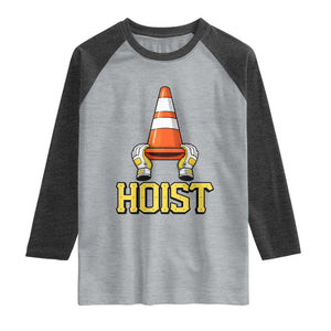 Funny Hoist The Cone Trophy Raglan Shirt IYKYK Meme Sports Fan Victory Celebration TS02 Heather Gray Heather Charcoal Print Your Wear