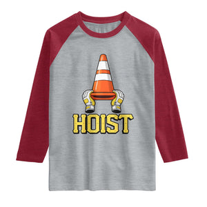 Funny Hoist The Cone Trophy Raglan Shirt IYKYK Meme Sports Fan Victory Celebration TS02 Heather Gray Heather Red Print Your Wear
