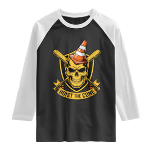 Funny Hoist The Cone Skull Raglan Shirt IYKYK Meme Gritty Victory Celebration Sports Fan TS02 Black White Print Your Wear