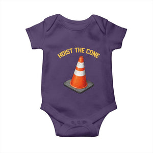 Vintage Hoist The Cone Victory Graphic Baby Onesie Funny Baseball Fan Pride Celebration IYKYK Meme TS02 Purple Print Your Wear