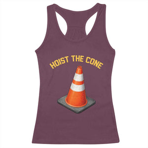 Vintage Hoist The Cone Victory Graphic Racerback Tank Top Funny Baseball Fan Pride Celebration IYKYK Meme TS02 Maroon Print Your Wear