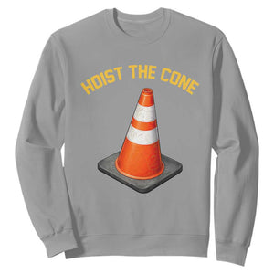 Vintage Hoist The Cone Victory Graphic Sweatshirt Funny Baseball Fan Pride Celebration IYKYK Meme TS02 Sport Gray Print Your Wear